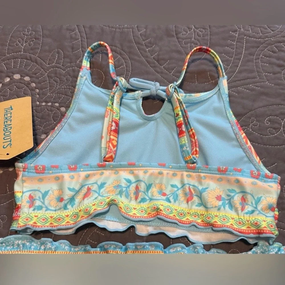 Thereabouts Girls Floral Stripe 2 Piece Bikini Set NWT Size XL 16